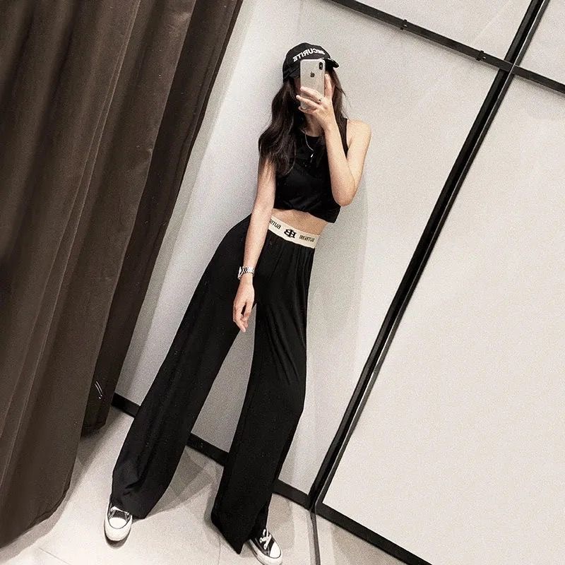 2022新款春秋显瘦百搭休闲裤女阔腿裤