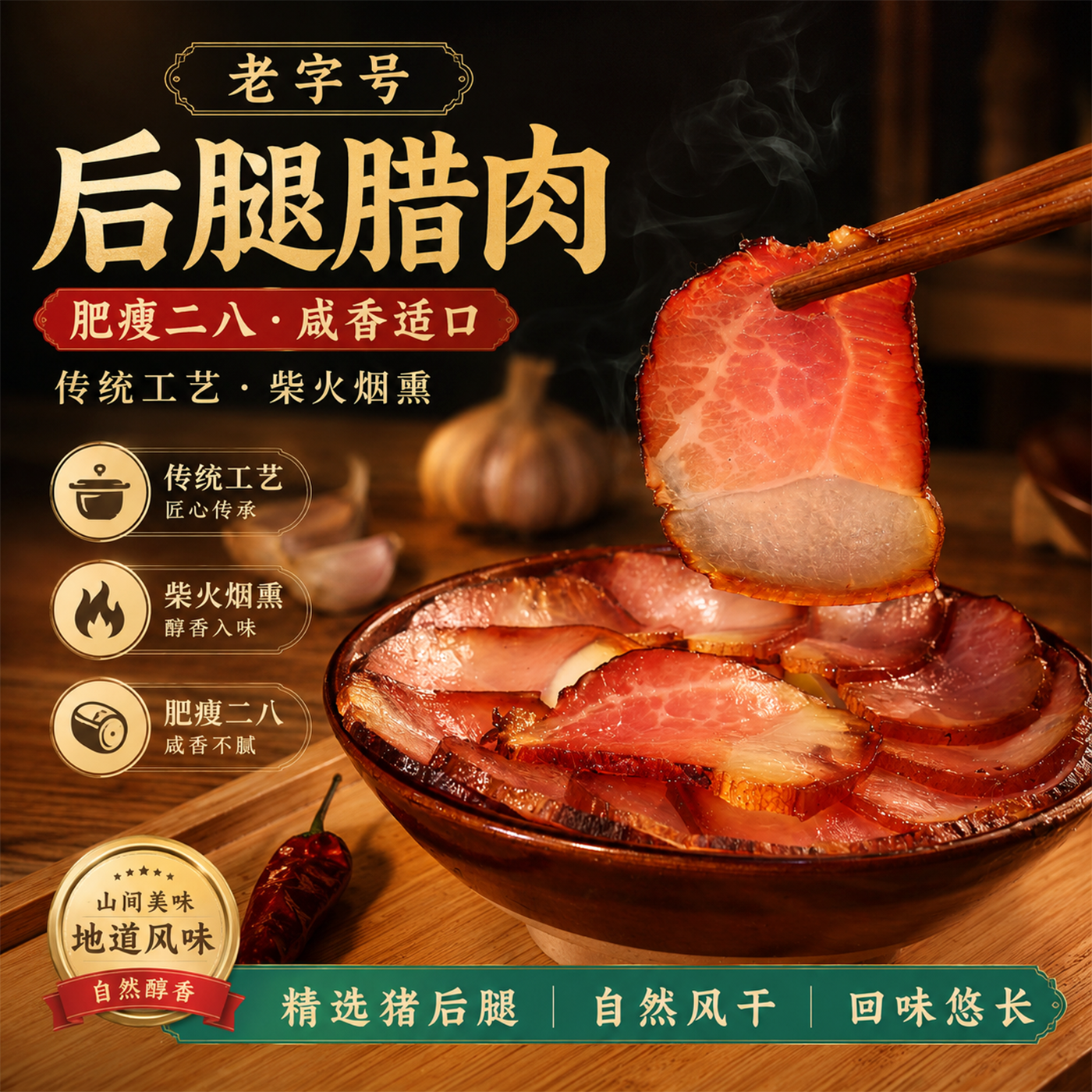 四川特产烟熏腊肉300g