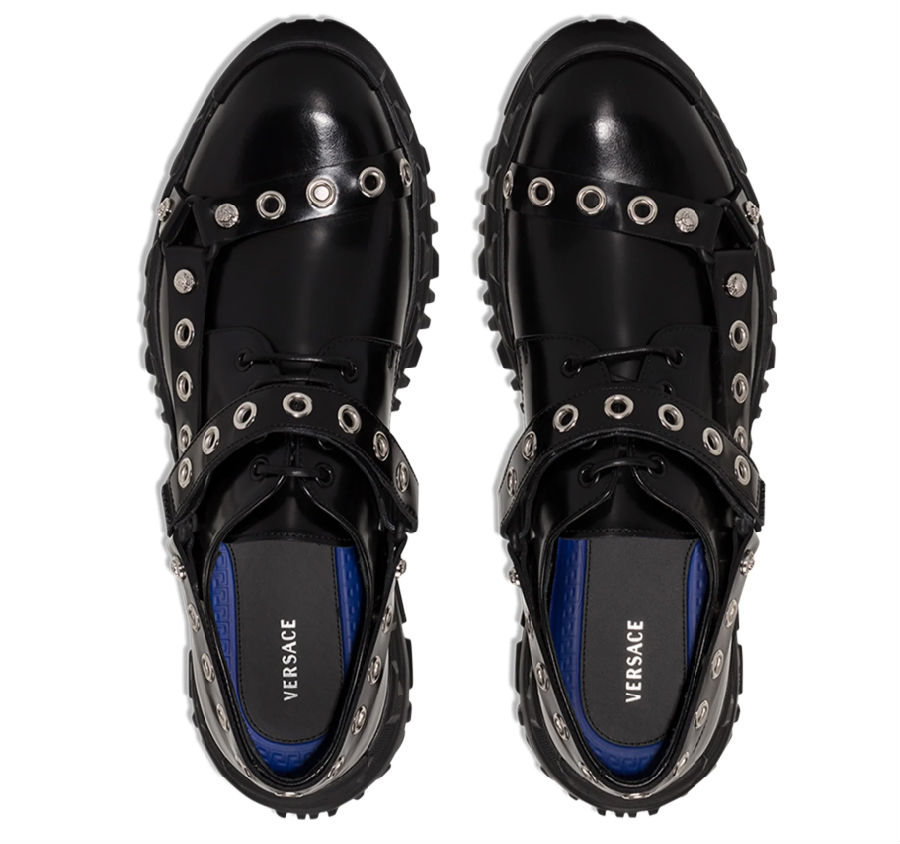 browns fashion 上新 versace 黑色束带德比鞋