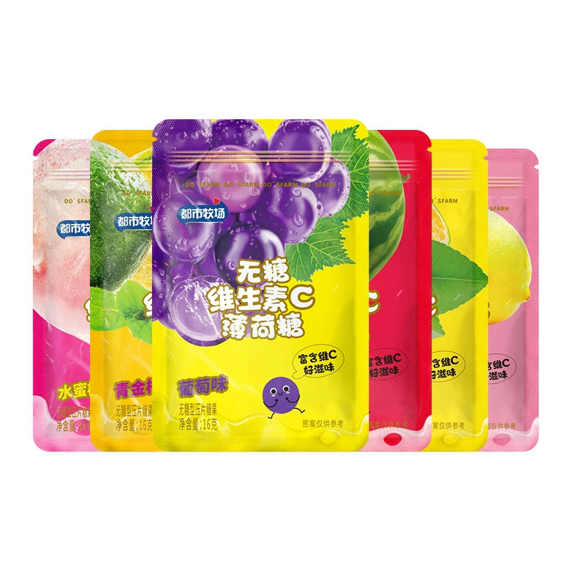 都市牧场无糖薄荷糖清新口气清凉接吻糖柠檬水果压片糖零食润喉糖