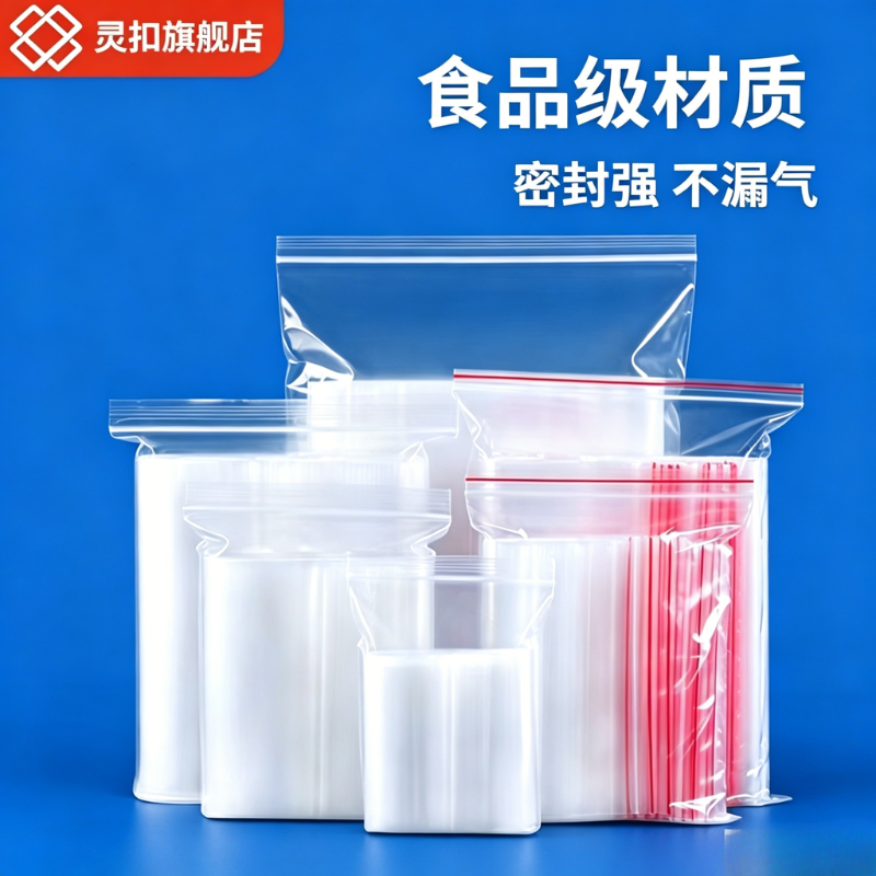 灵扣食品专用自封袋塑料密封袋收纳包装袋PE自封袋透明加厚