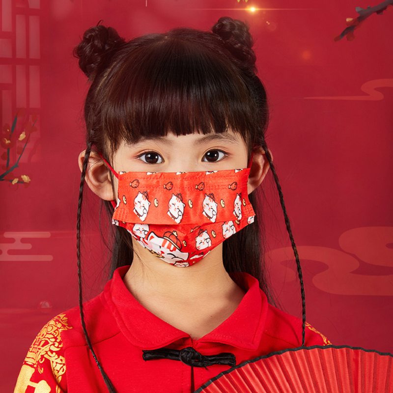 儿童口罩老虎中国红100只单独包装