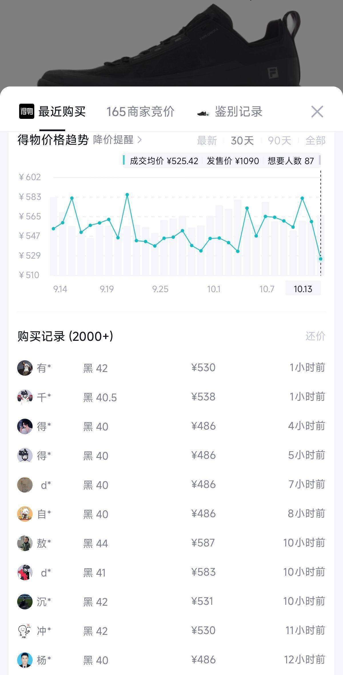 斐乐探险家4 凑单后到手349元 得物价486