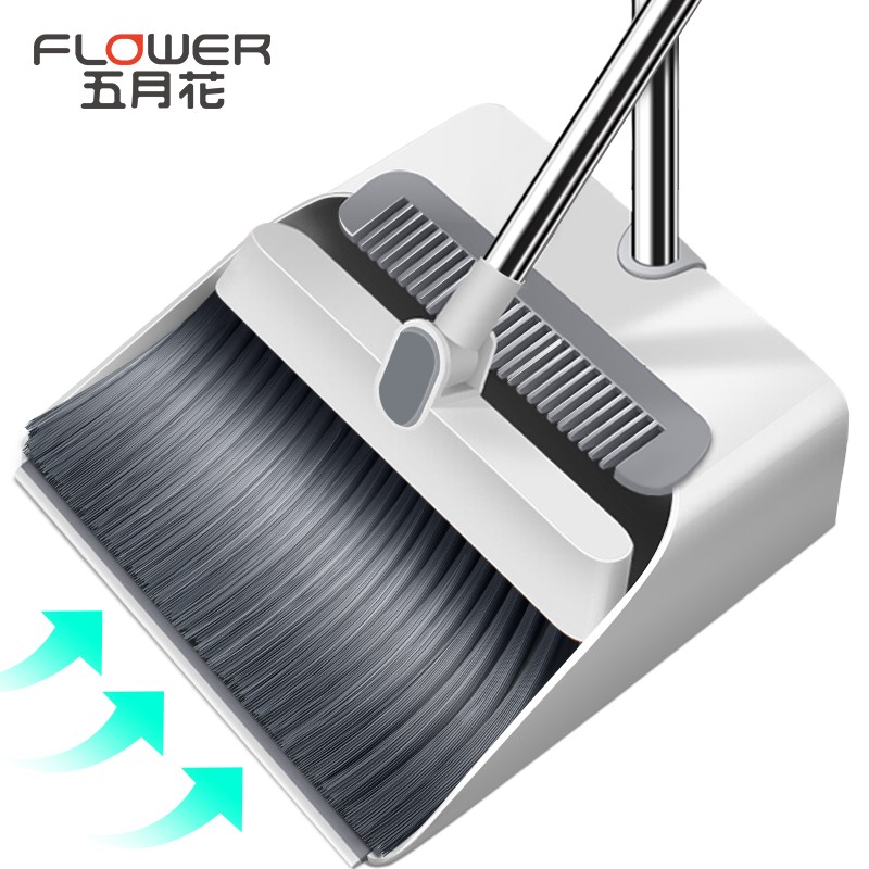 毛发一刮净！五月花可旋转扫把簸箕套装