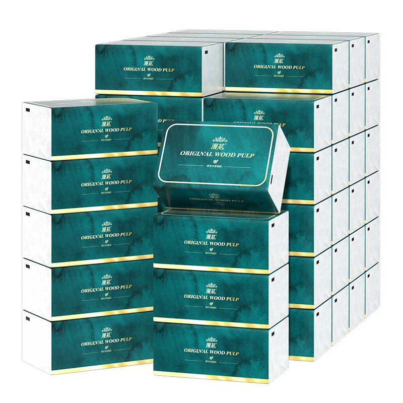 漫花家用实惠装原木餐巾纸8包