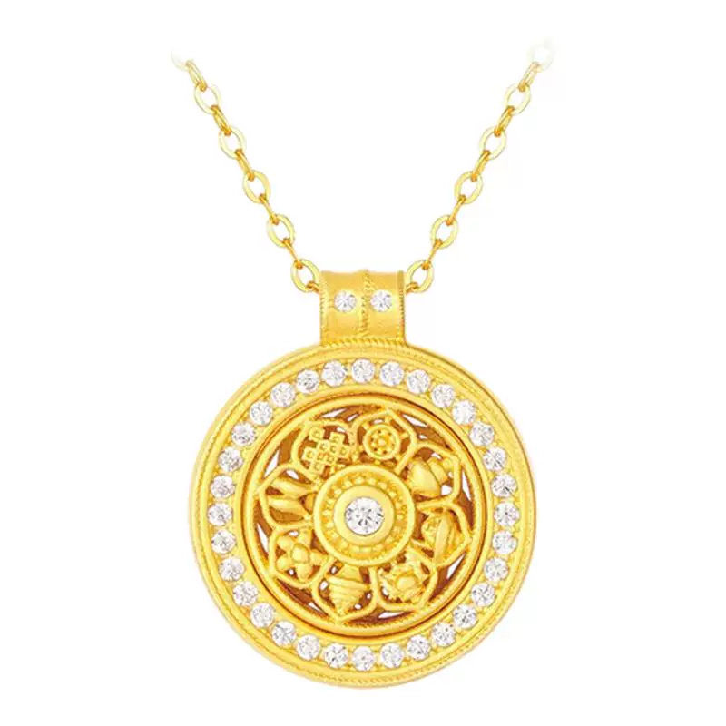 【母亲节】周大生八宝罗盘S925纯银项链