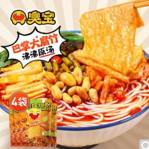 27.9元包邮！臭宝大片腐竹广西特产螺蛳粉300g*4袋