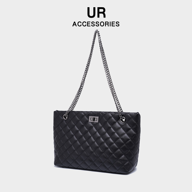 UR轻奢时髦经典菱格链条托特包
