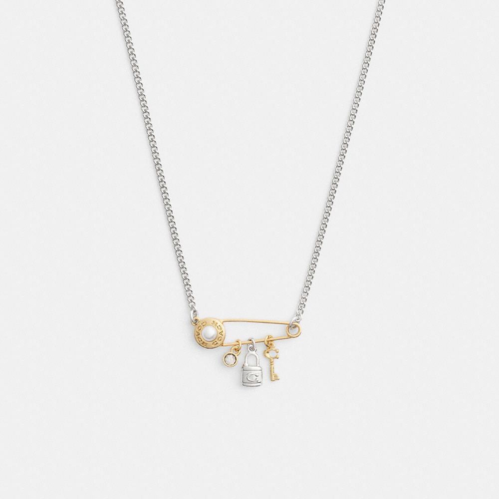 coach safety pin charm necklace CV279-A31
