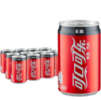 13.9元包邮！可口可乐饮料零度无糖 汽水200ML*12罐