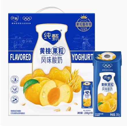 25.3元包邮！蒙牛 纯甄燕麦黄桃果粒风味酸奶200g*10包