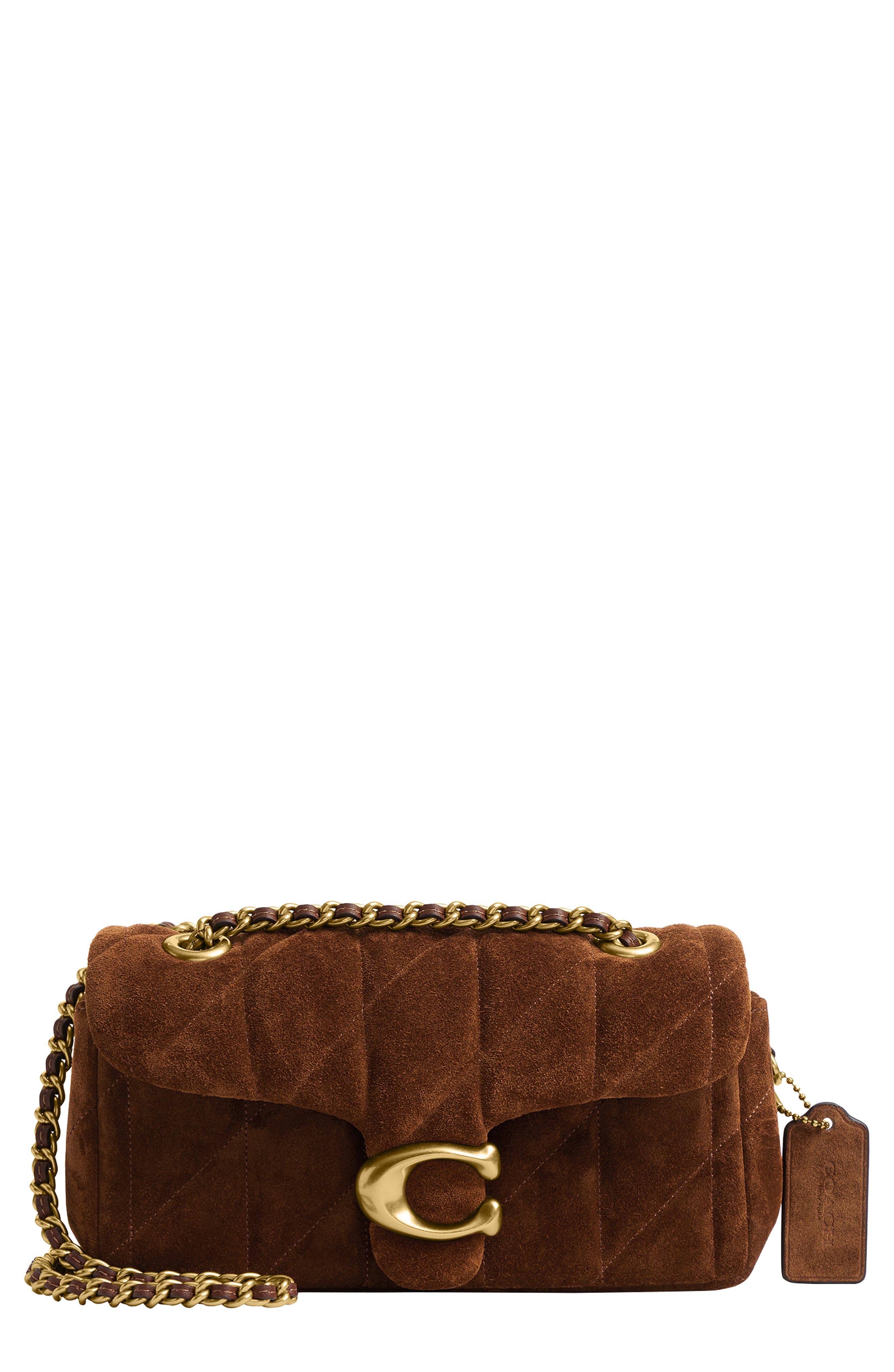COACH Tabby Quilted Suede Convertible Crossbody Bag