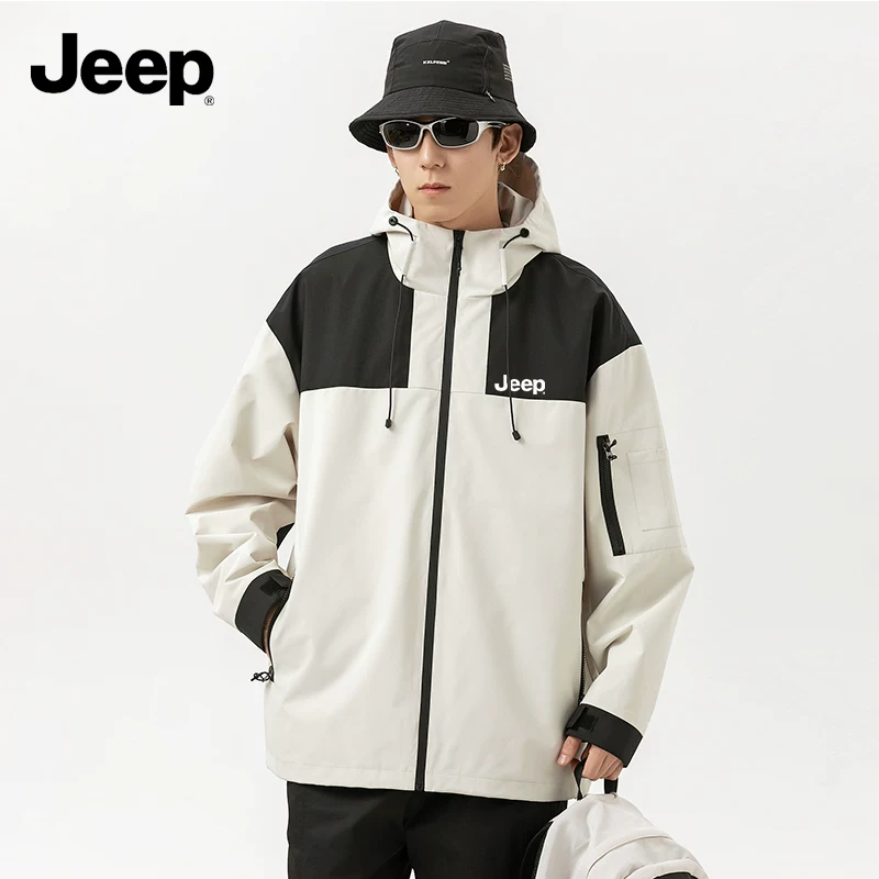 Jeep吉普外套男春秋男女冲锋衣