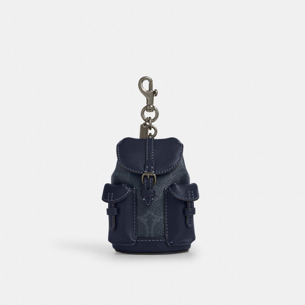 coach mini warner backpack bag charm in signature canvas CBK66-QBN2V