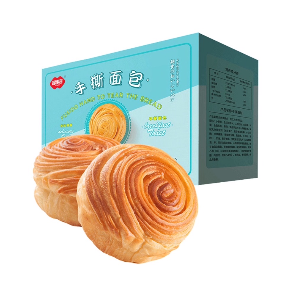 【拍1件】福事多手撕面包共500g*1箱