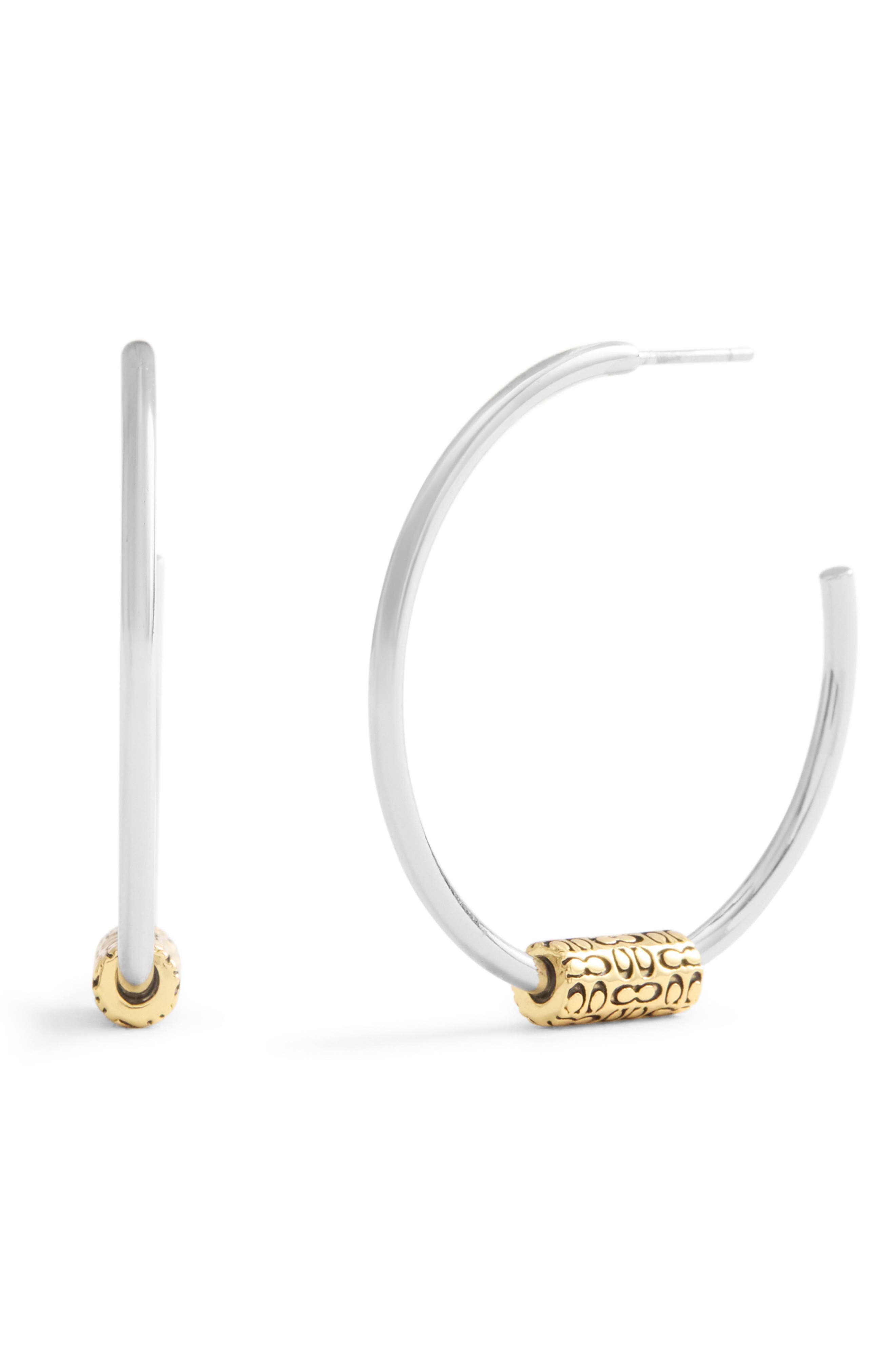 COACH Quilted Tube Hoop Earrings
