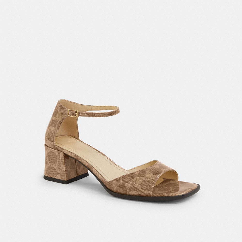 coach block heel sandal in signature canvas CBR48-TN2