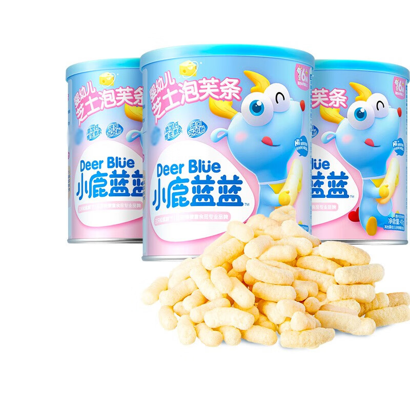 29.9元 小鹿蓝蓝婴儿泡芙条 6月宝宝零食手指泡芙冻干零食条 芝士味3罐