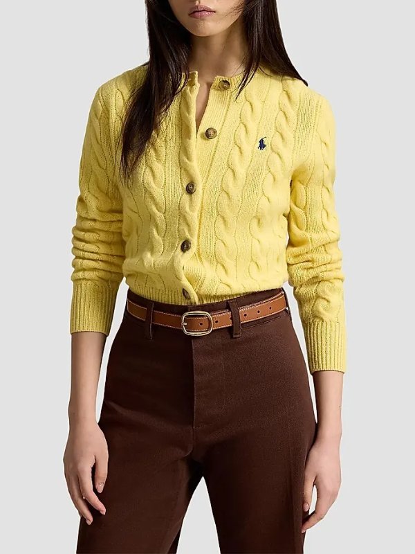 Polo Ralph Lauren 羊毛羊绒麻花针织开衫