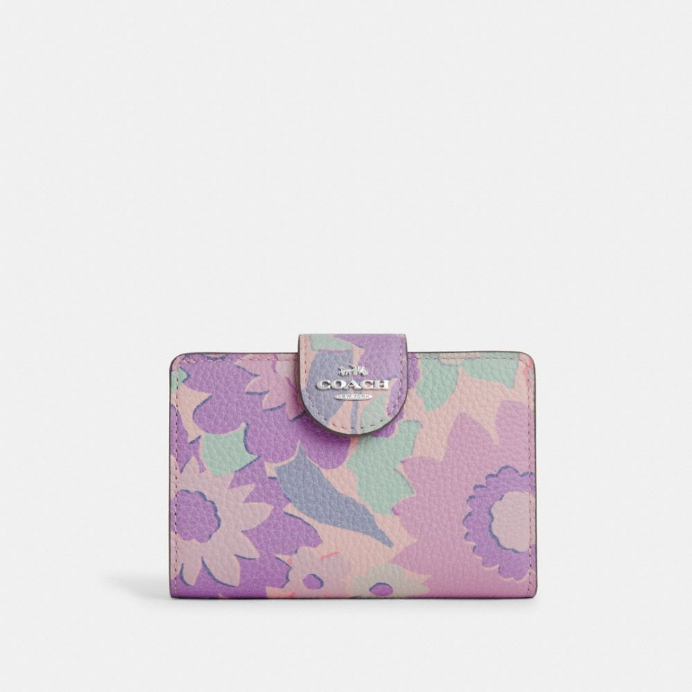 coach medium corner zip wallet with floral print CBO31-SV/IO