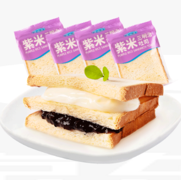 【有券的上】3.9元包邮！康益味 紫米吐司面包 550g*1箱