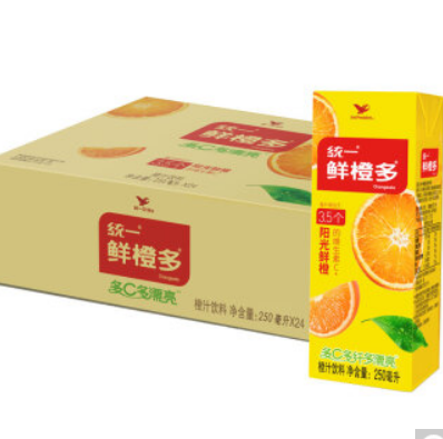 【限地区】【折0.6元/盒】48.59元包邮！统一 鲜橙多 250ml*24盒/箱*3件