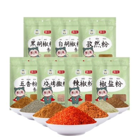 12.8元包邮！奥尔烧烤调料7件共158g