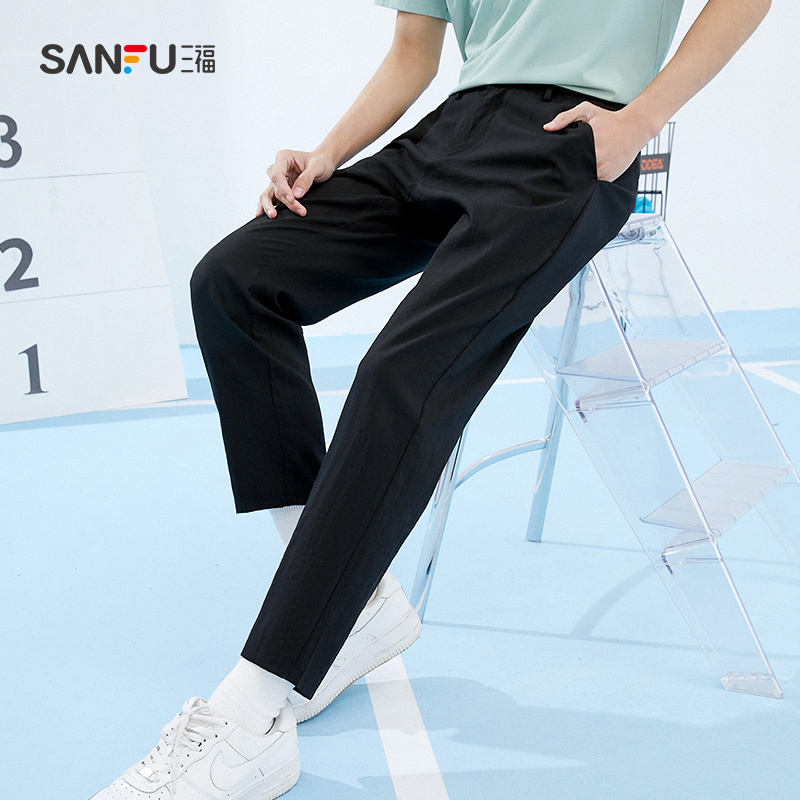 线下商场同款！修身直筒小脚长裤子男