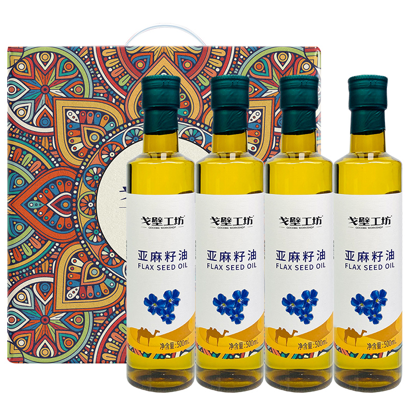 戈壁工坊亚麻籽油辅食油500ml*4礼盒装