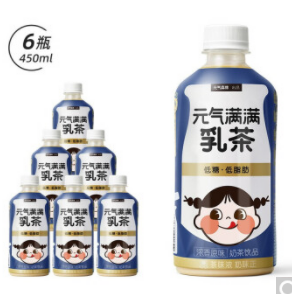 34.9包邮！元气森林 乳茶浓香原味450ml*6