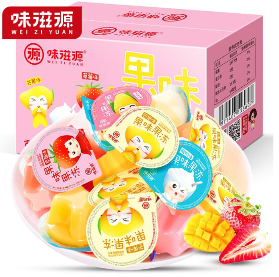 0.01元包邮！味滋源 混合口味果冻 500g（约22个）