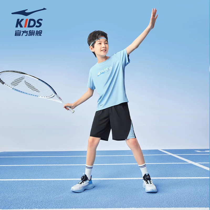 鸿星尔克童装男童套装夏季运动服休闲短袖短裤两件套儿童t恤裤子