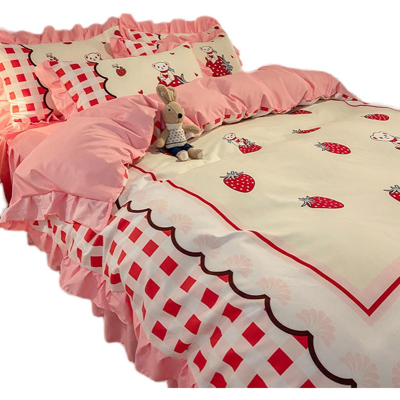 加厚磨毛床裙款纯棉四件套韩版公主风花边