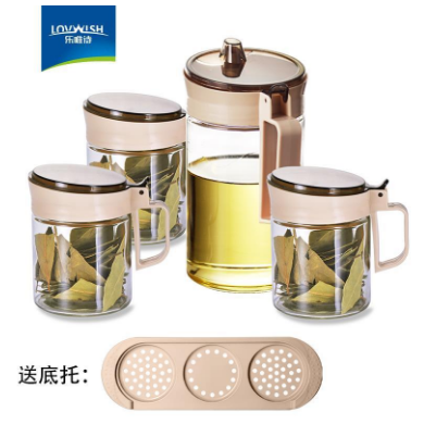 16.9元包邮！乐唯诗 油壶 580ml+调味罐300ml*3+托底