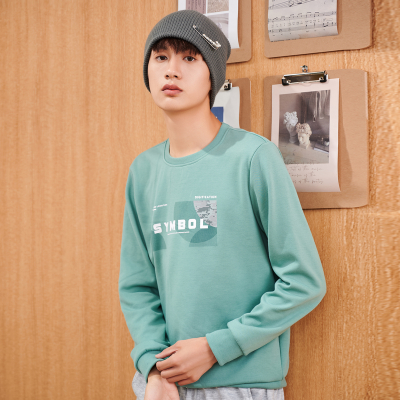 快鱼2021冬季潮流帅气圆领长袖卫衣