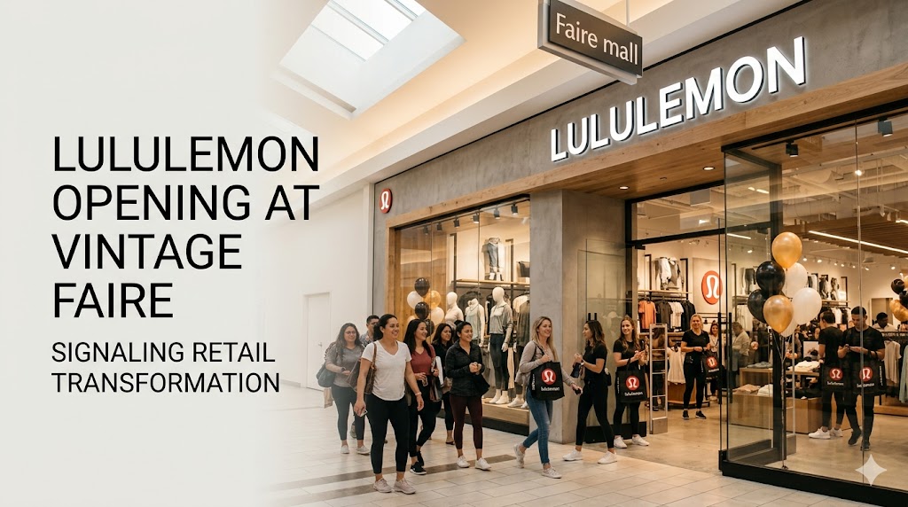 Lululemon new store opening at Vintage Faire mall in Modesto, California
