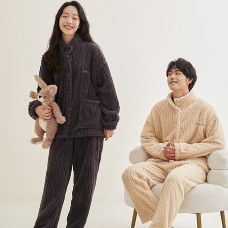 79元包邮！芭莎 情侣款高领暖绒家居服