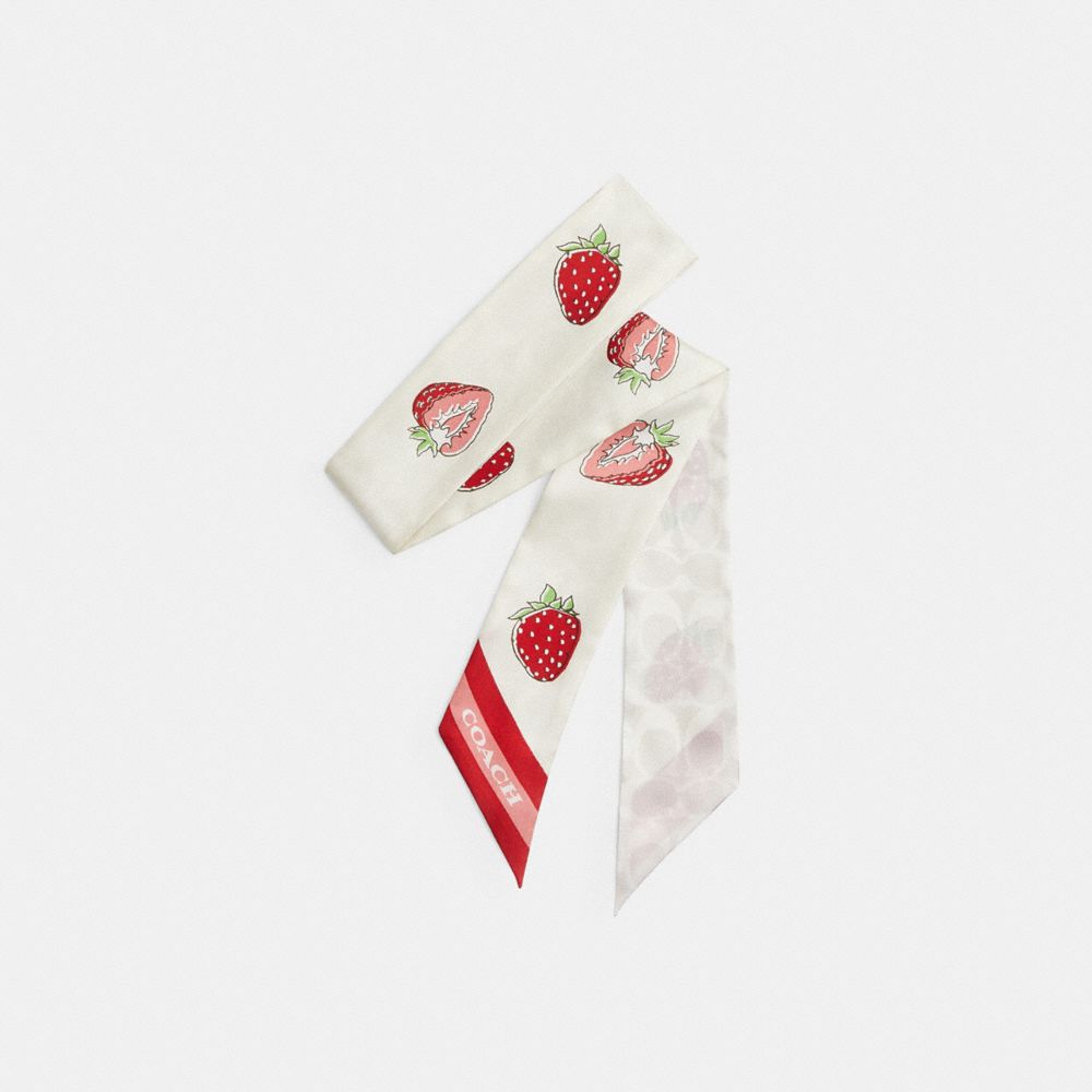 coach retro strawberry print silk skinny scarf CAZ48-N0T