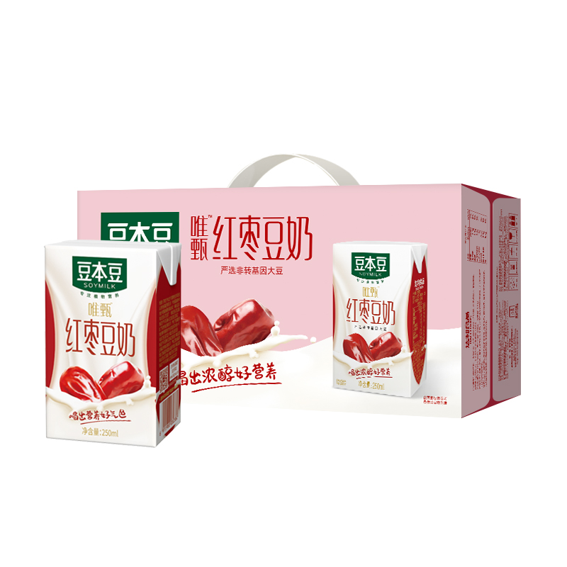 拍2件！豆本豆唯甄红枣豆奶共48盒