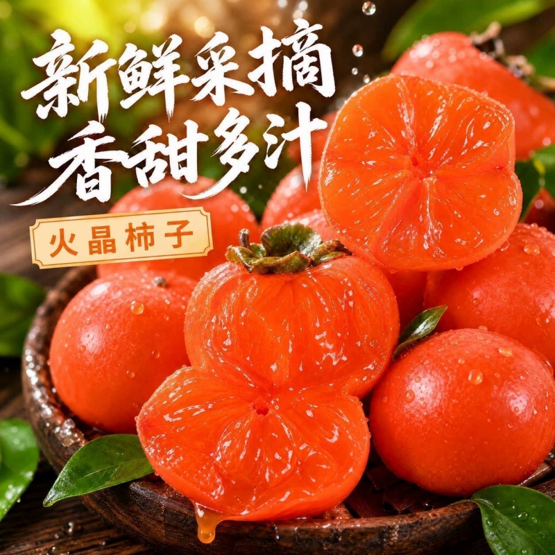 山西正宗火晶柿子新鲜蜜柿水果应当季流心软甜水晶小柿子整箱包邮