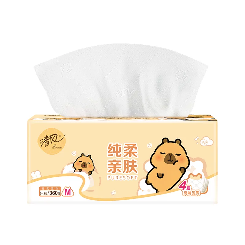清风抽纸卡皮巴拉4层加厚加大M码手纸家用纸20大包餐巾纸抽面巾by