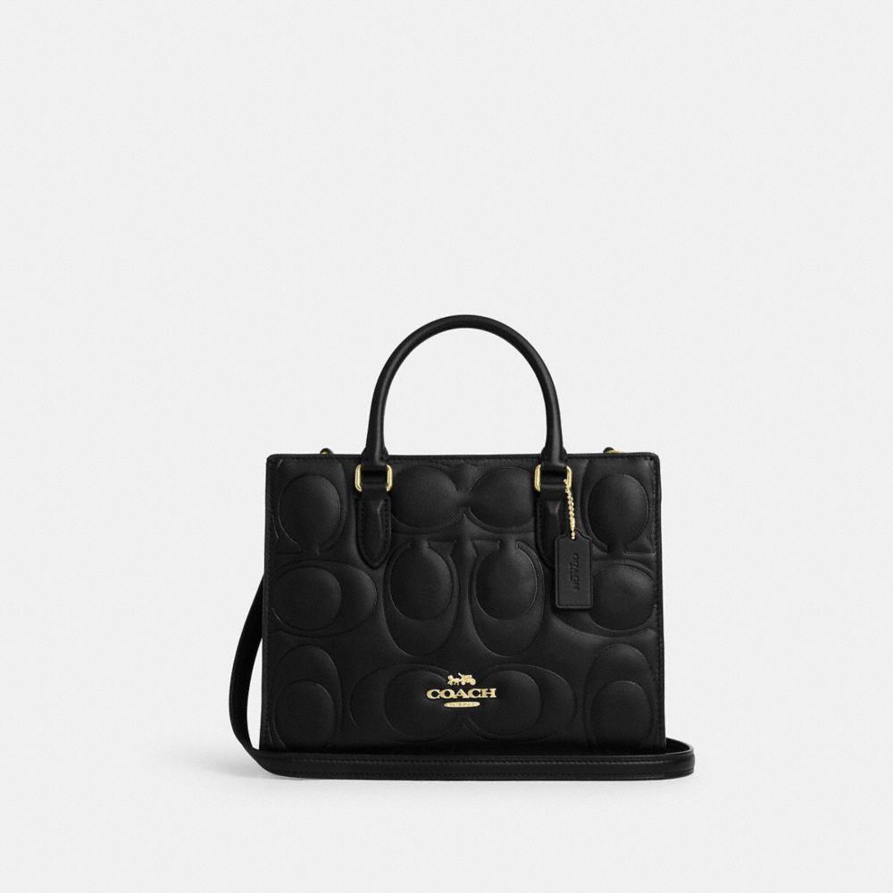 coach maggie small tote bag in signature leather CY670-IMBLK