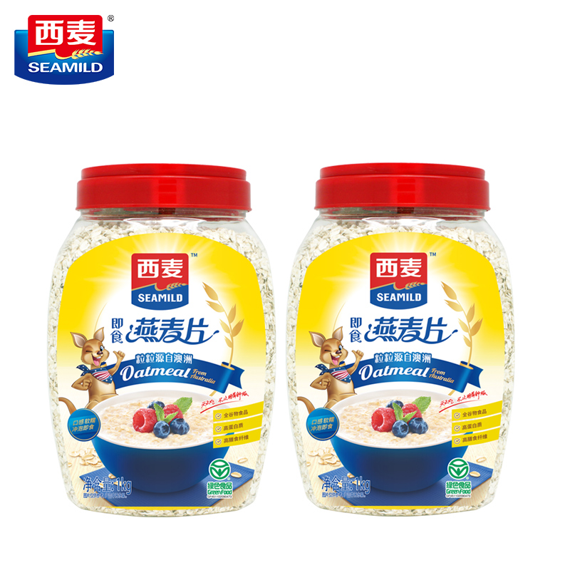 西麦纯燕麦片原味无蔗糖1000g*2桶