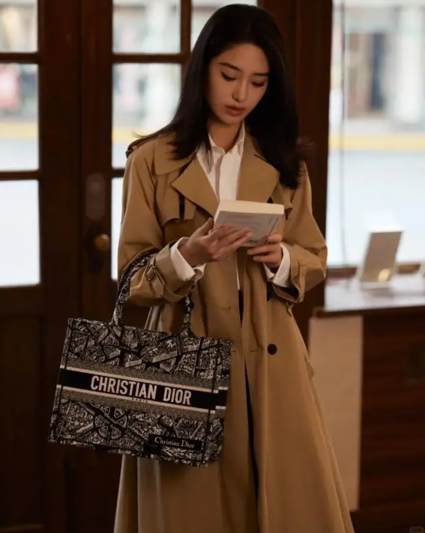 Dior Book Tote in signature Oblique embroidery pattern