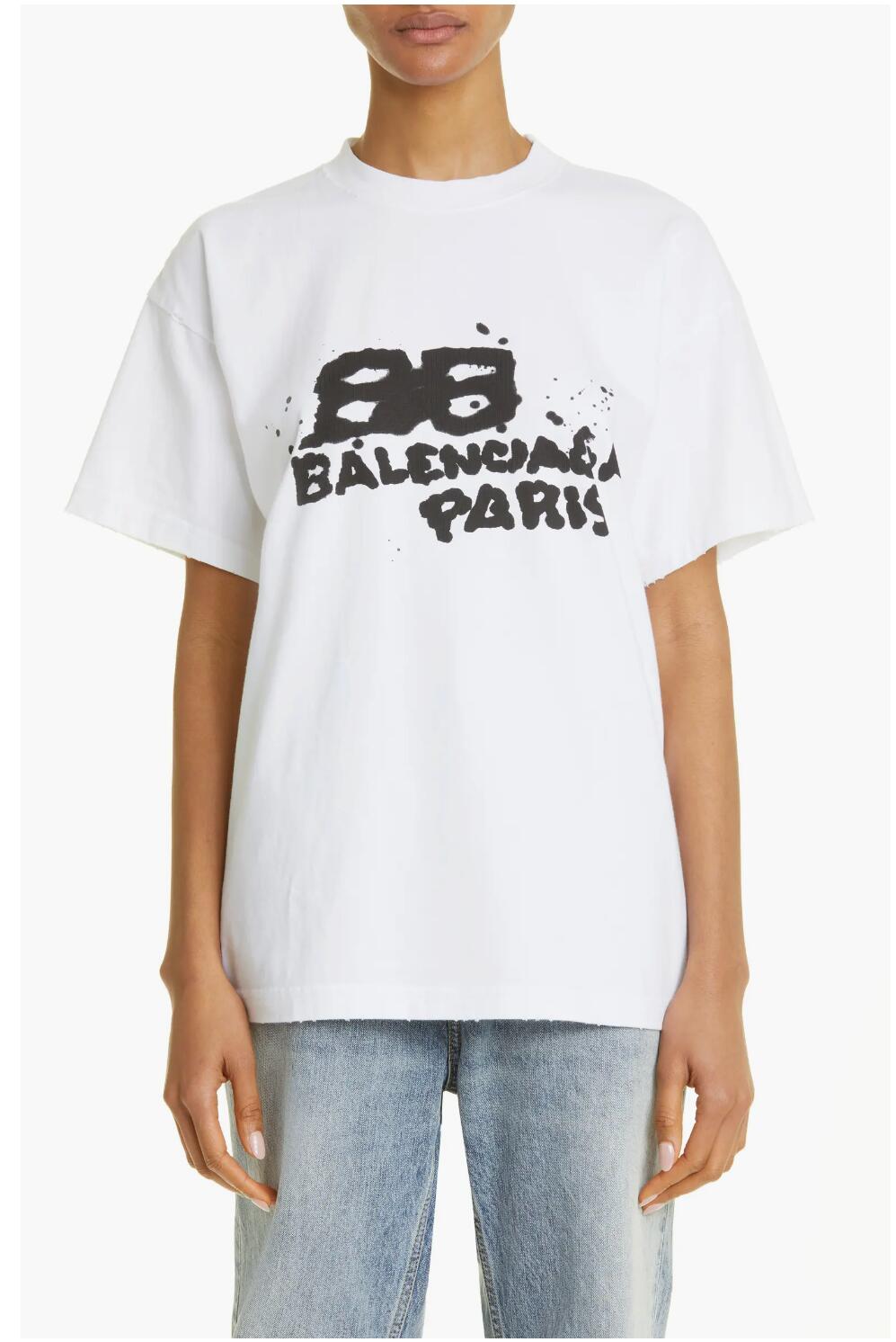 Balenciaga白色字母短袖