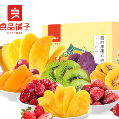 19.9元包邮！良品铺子 零食水果干大礼包441g