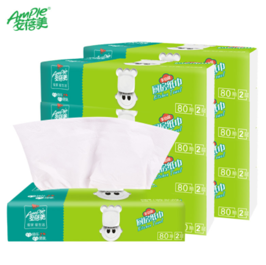 19.9元包邮！安蓓美 厨房用纸抽纸 80抽*9包