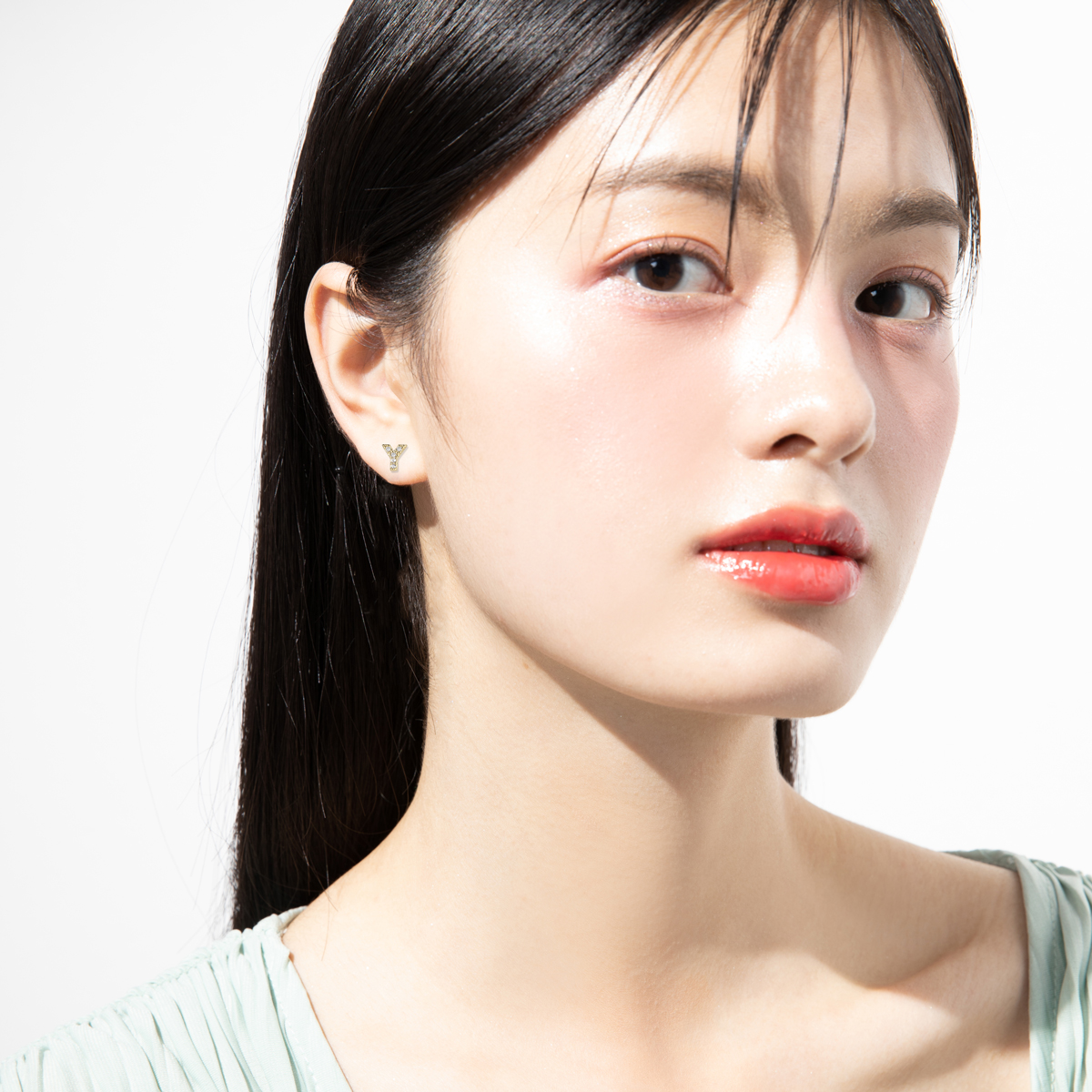 【林美丽推荐】简约字母耳钉s925银针耳环