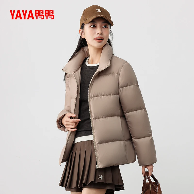 鸭鸭2026秋冬新款羽绒服女立领短款面包服时尚简约加厚保暖外套Y