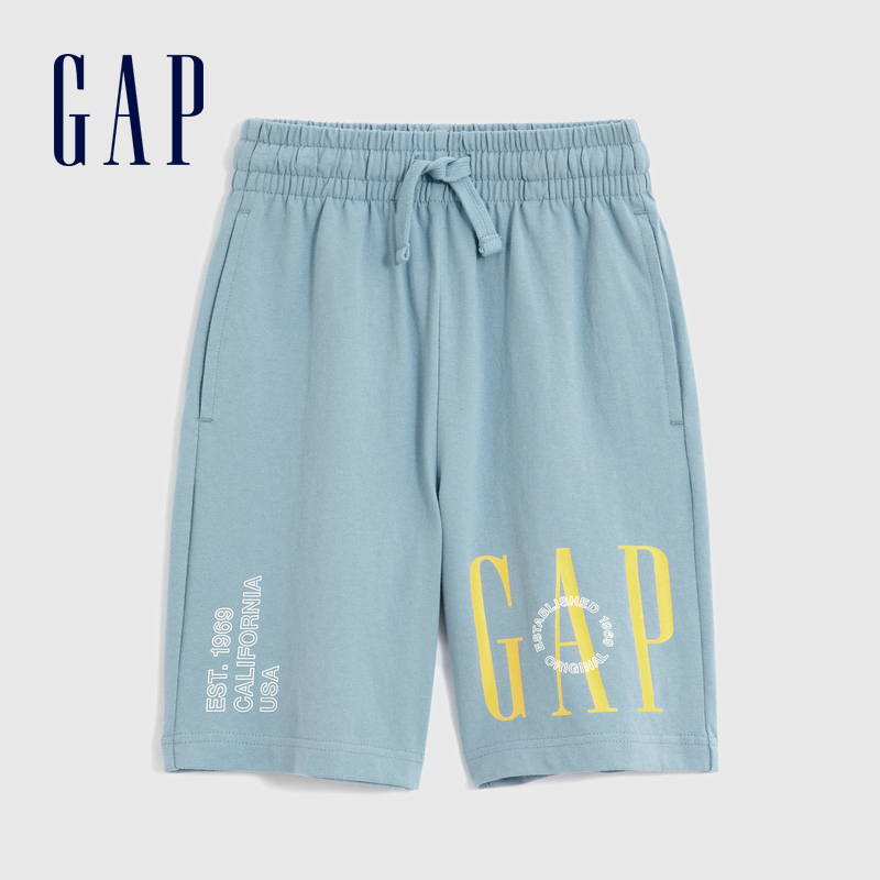 Gap男童LOGO纯棉宽松卫裤